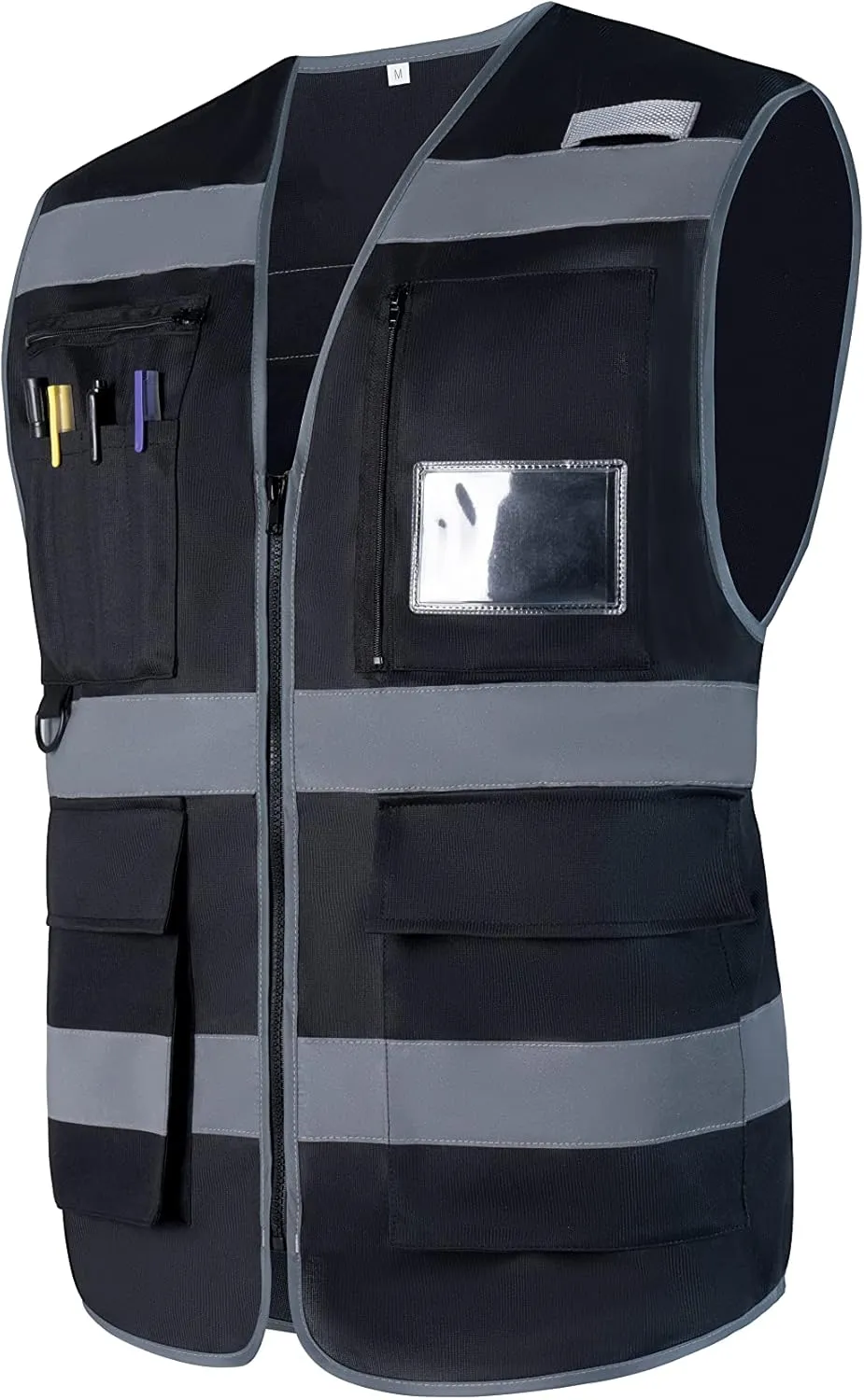10 Pockets Class 2 High Visible Reflective Safety Vest Breathable and Mesh Lining Workwear (M-2XL, Yellow Black)