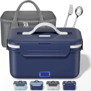 100W Fast Heated Lunch Box 1.8L Electric Lunch Box, 12V/24V/110V Portable Food Warmer Ideal for Adults Men Women for Car/Work with Fork&Spoon Insulated Bag Valentines Day Gifts Birthday Gifts