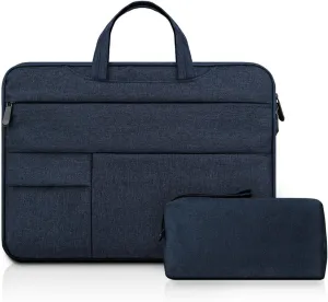 14 Inch Laptop Sleeve Case with Multiple Pocket for 14-Inch Laptop Computer Notebook, Waterproof Protective Hidden Handle Carrying Case with Accessory Bag, Navy