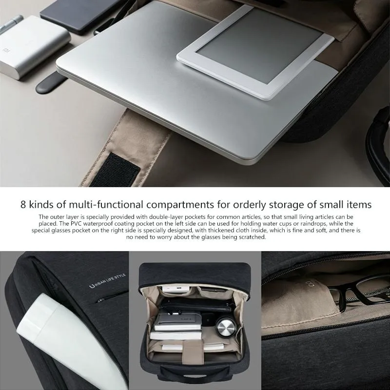 15.6-Inch Waterproof Laptop Backpack - Light Grey