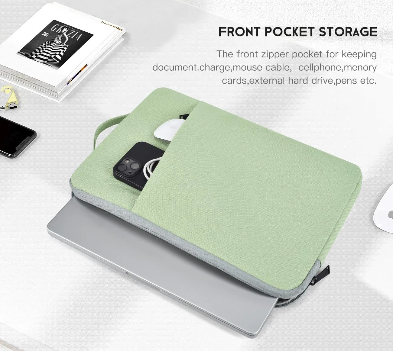 17 inch Laptop Carrying Case, Padded Travel Computer Sleeve Bag for HP 17.3-in Laptop, HP Envy 17, Dell Inspiron 17, ASUS Vivobook 17, Lenovo ideapad 17, Water-Resistant with Handle -Mint Green