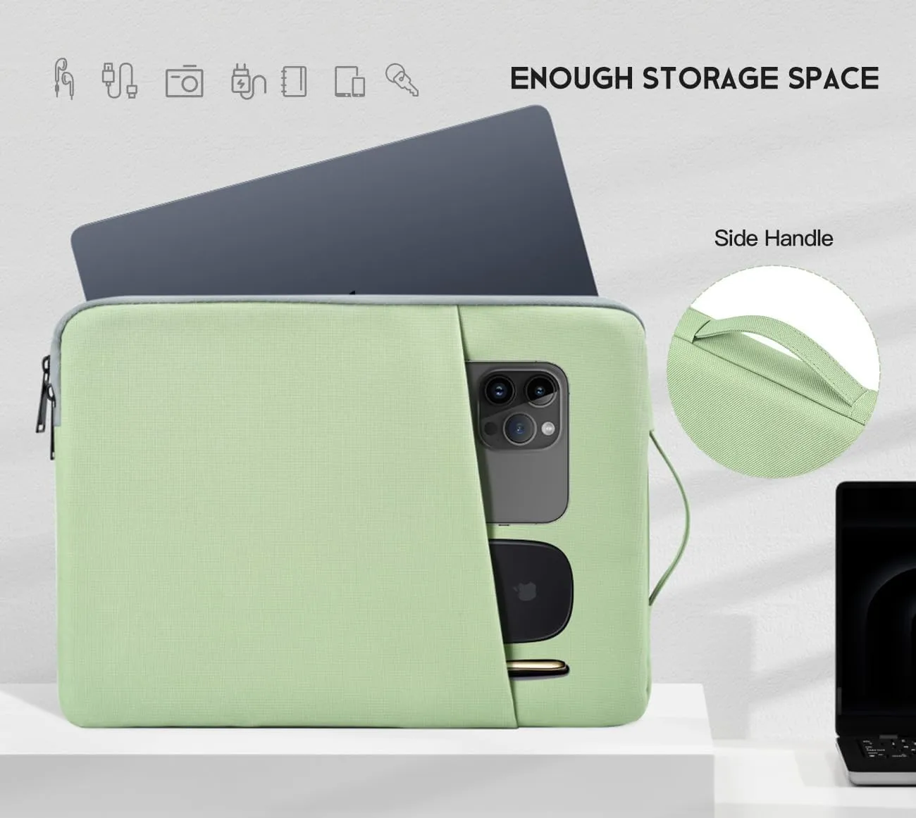 17 inch Laptop Carrying Case, Padded Travel Computer Sleeve Bag for HP 17.3-in Laptop, HP Envy 17, Dell Inspiron 17, ASUS Vivobook 17, Lenovo ideapad 17, Water-Resistant with Handle -Mint Green