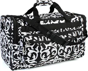 19-inch Travel Duffle Bag | Multiple Designs to Choose From | Perfect Travel Size Duffel Bag by Unique Traveler (Damask-Black Trim)