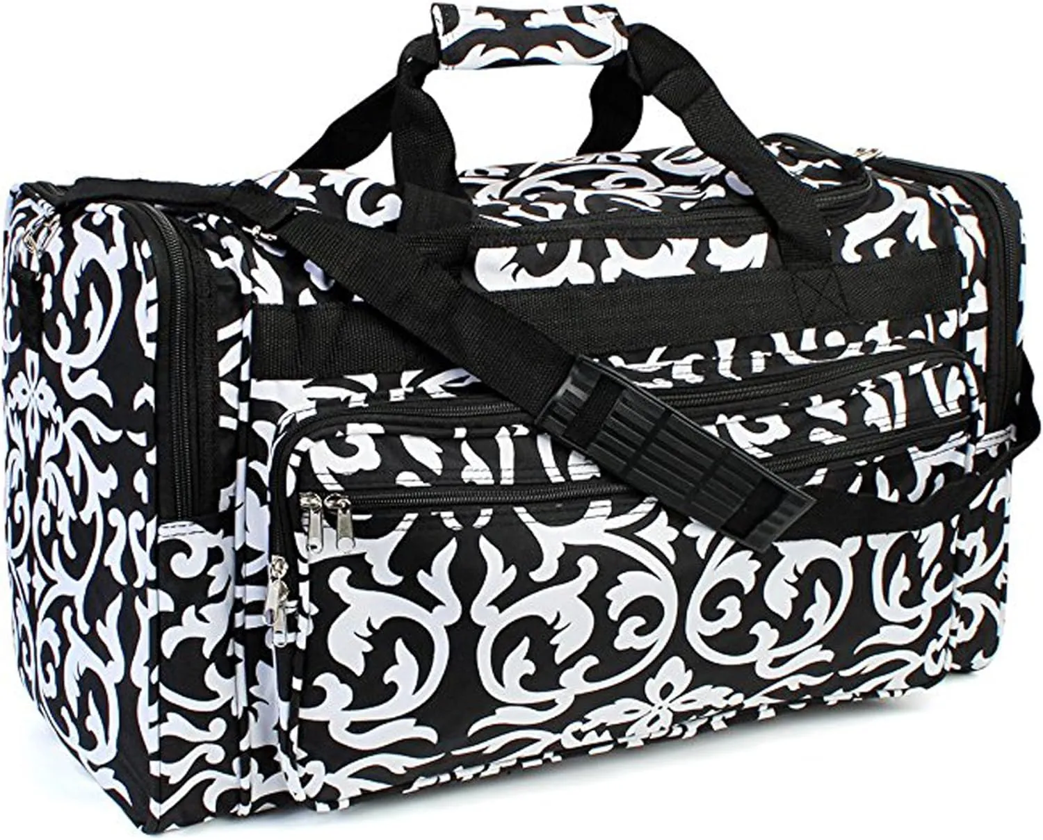 19-inch Travel Duffle Bag | Multiple Designs to Choose From | Perfect Travel Size Duffel Bag by Unique Traveler (Damask-Black Trim)