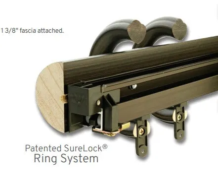 2-1/4" Smooth or Reeded Wood Facia Assembled Hand or Cord Draw Complete Traverse Track Set (WITH Rings) 6Ft Length (72")*