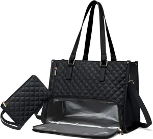 2 in 1Lunch Tote Bag for Women,Work Tote Lunch Bag Combo,Pu Leather 15.6 Inch Work Elegant Computer Handbag
