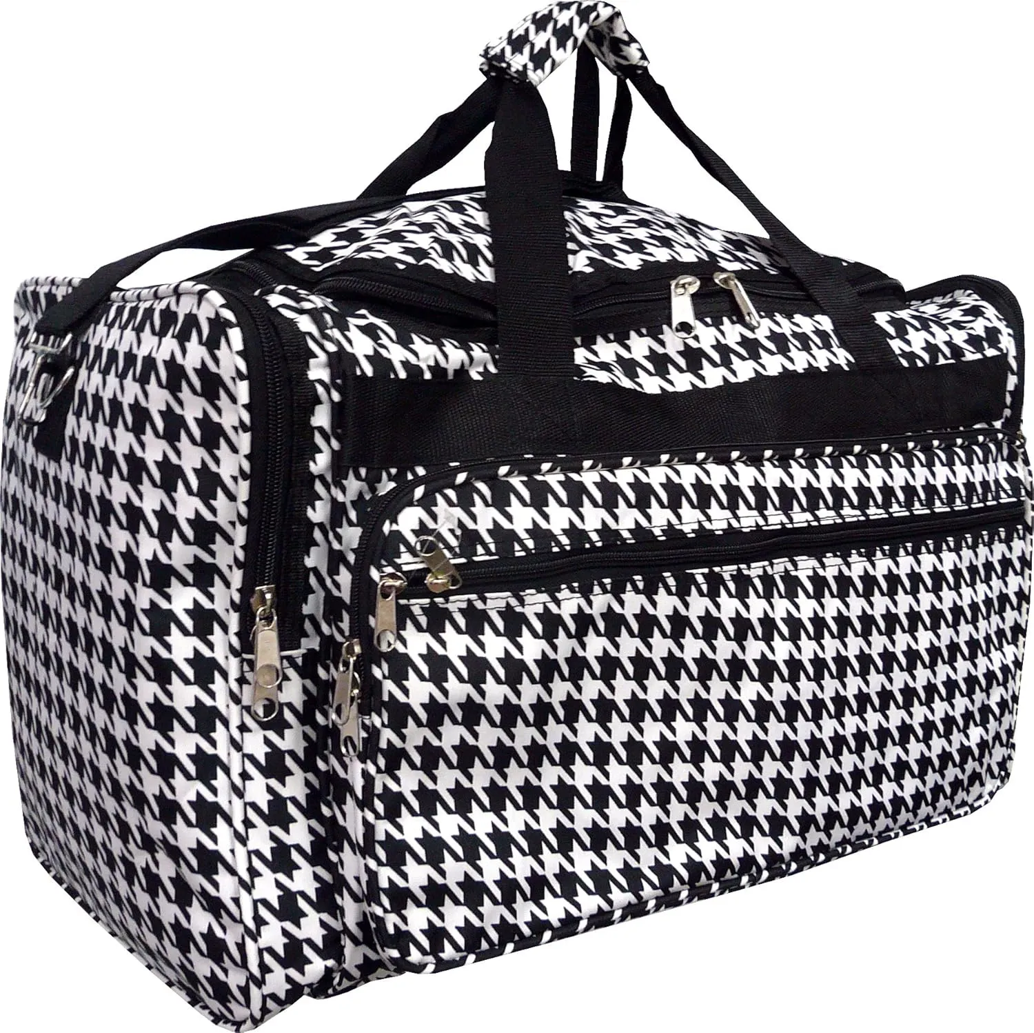 22-inch Travel Duffle Bag | Multiple Designs to Choose From | Perfect Travel Size Duffel Bag by Unique Traveler (Houndstooth-Black Trim)