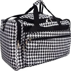 22-inch Travel Duffle Bag | Multiple Designs to Choose From | Perfect Travel Size Duffel Bag by Unique Traveler (Houndstooth-Black Trim)