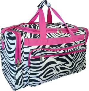 22-inch Travel Duffle Bag | Multiple Designs to Choose From | Perfect Travel Size Duffel Bag by Unique Traveler (Zebra-Pink Trim)