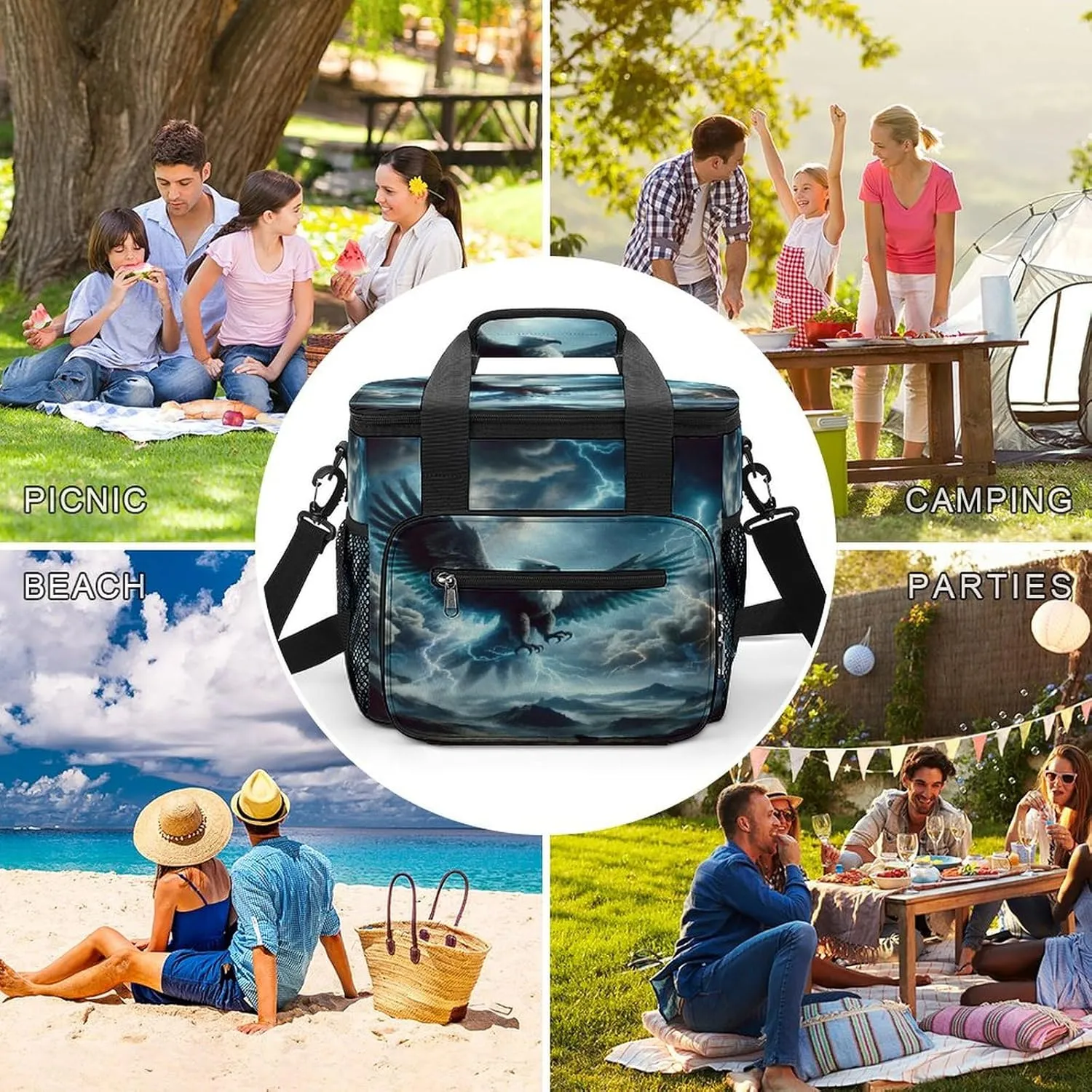 22.5L Waterproof Soft Cooler BagInsulated Lunch Box for Camping Fishing Beach Road Trips