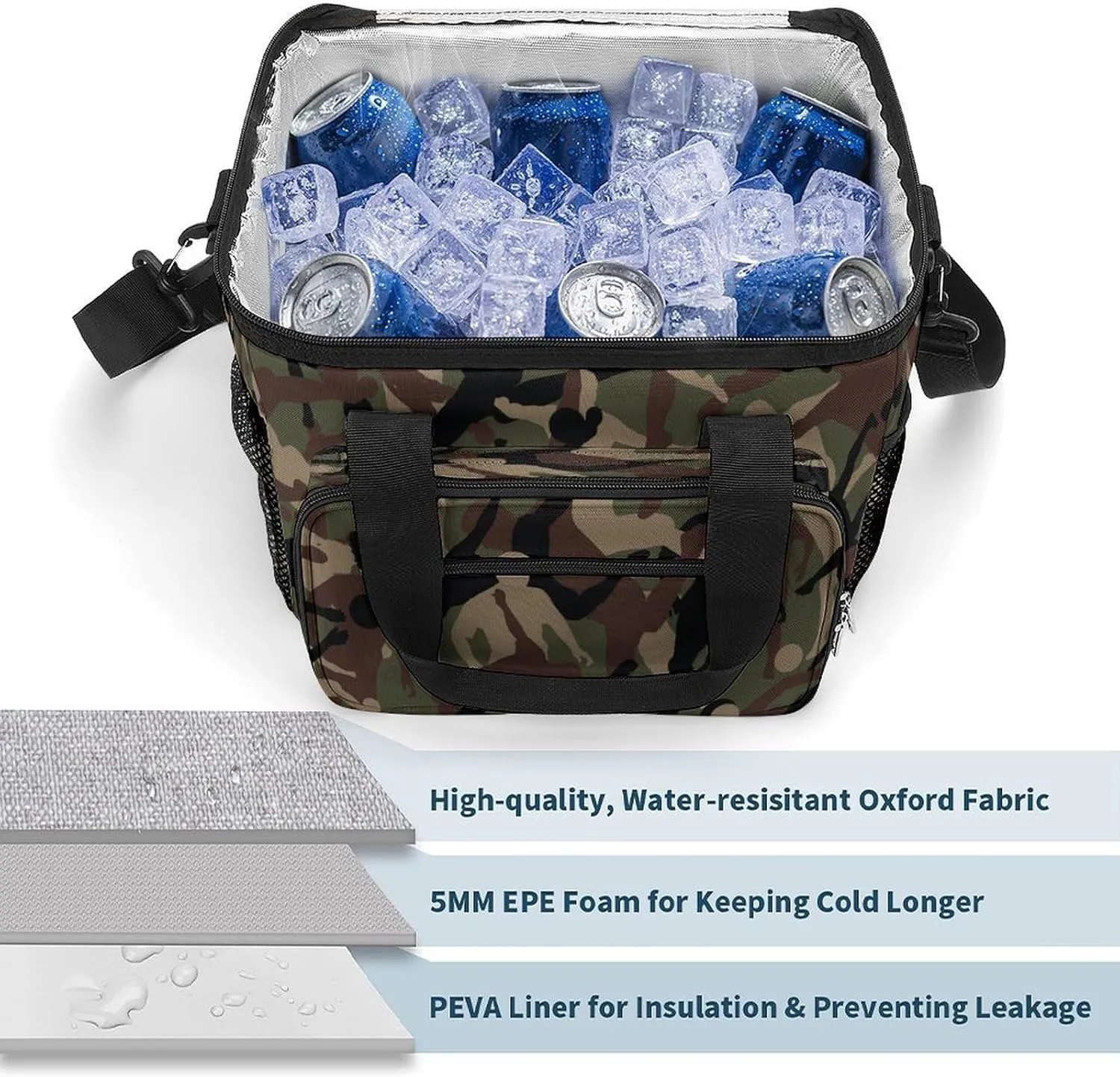 22.5L Waterproof Soft Cooler BagInsulated Lunch Box for Camping Fishing Beach Road Trips