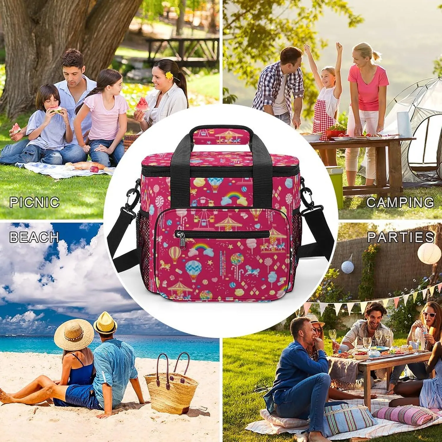 22.5L Waterproof Soft Cooler BagInsulated Lunch Box for Camping Fishing Beach Road Trips