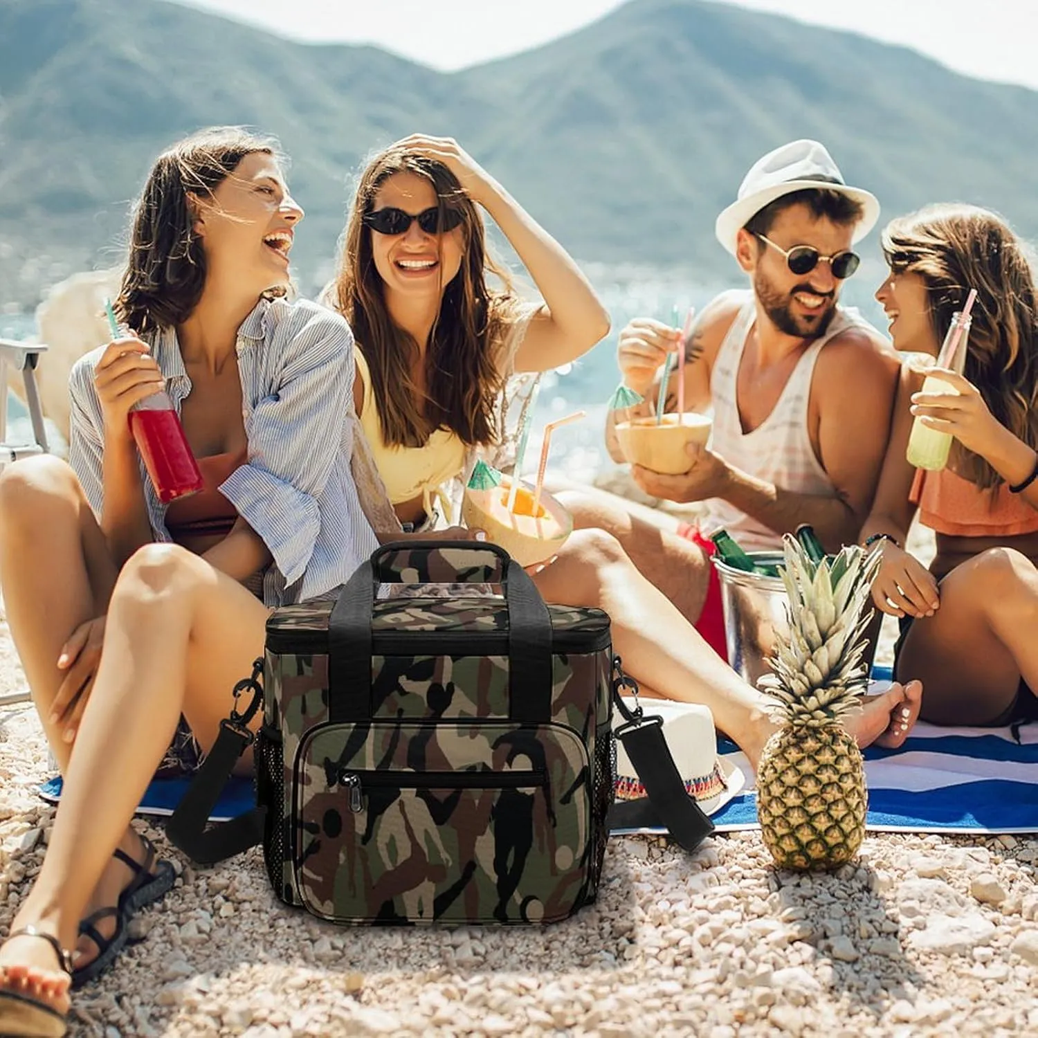 22.5L Waterproof Soft Cooler BagInsulated Lunch Box for Camping Fishing Beach Road Trips