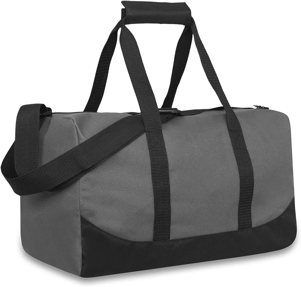 30 Liter, 17 Inch Canvas Duffle Bags for Men and Women – Travel Weekender Overnight Carry-On Shoulder Duffel Tote Bags (Grey)