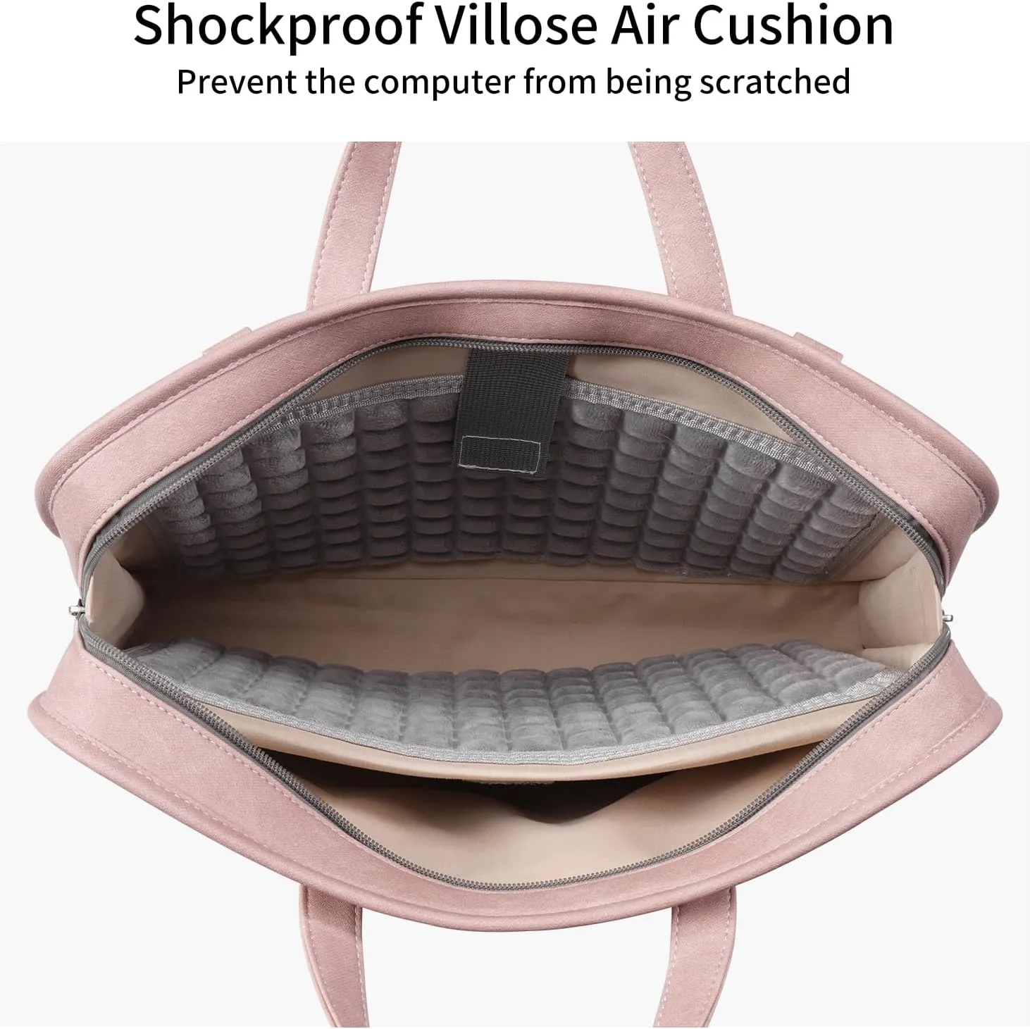 360° Protective Laptop Shoulder Bag Sleeve Case for 13-14.2 inch Notebooks, Compatible with 14 inch New MacBook Air Pro Max M1 M2 M3, HP, Dell, Asus, Acer, with Airbags, Handle, Pink