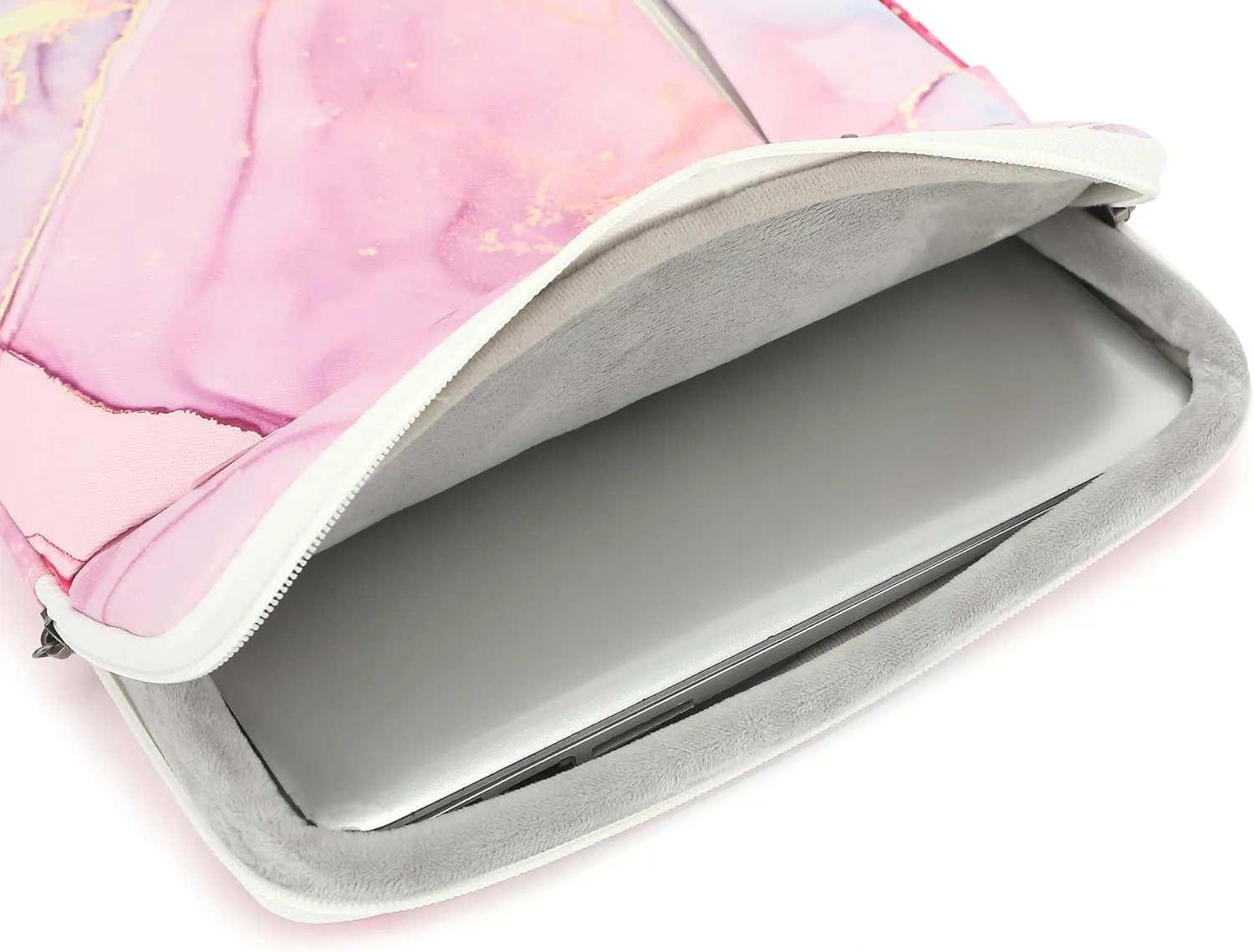 360° Protective Laptop Sleeve Case Bag with 3 Pockets,Handle and Luggage Strap for MacBook Air 13 inch,13.3 inch HP Dell Lenovo Notebook (Pink Marble)