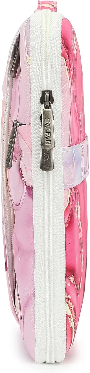 360° Protective Laptop Sleeve Case Bag with 3 Pockets,Handle and Luggage Strap for MacBook Air 13 inch,13.3 inch HP Dell Lenovo Notebook (Pink Marble)