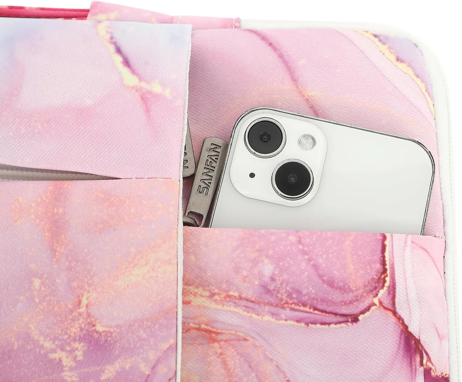360° Protective Laptop Sleeve Case Bag with 3 Pockets,Handle and Luggage Strap for MacBook Air 13 inch,13.3 inch HP Dell Lenovo Notebook (Pink Marble)