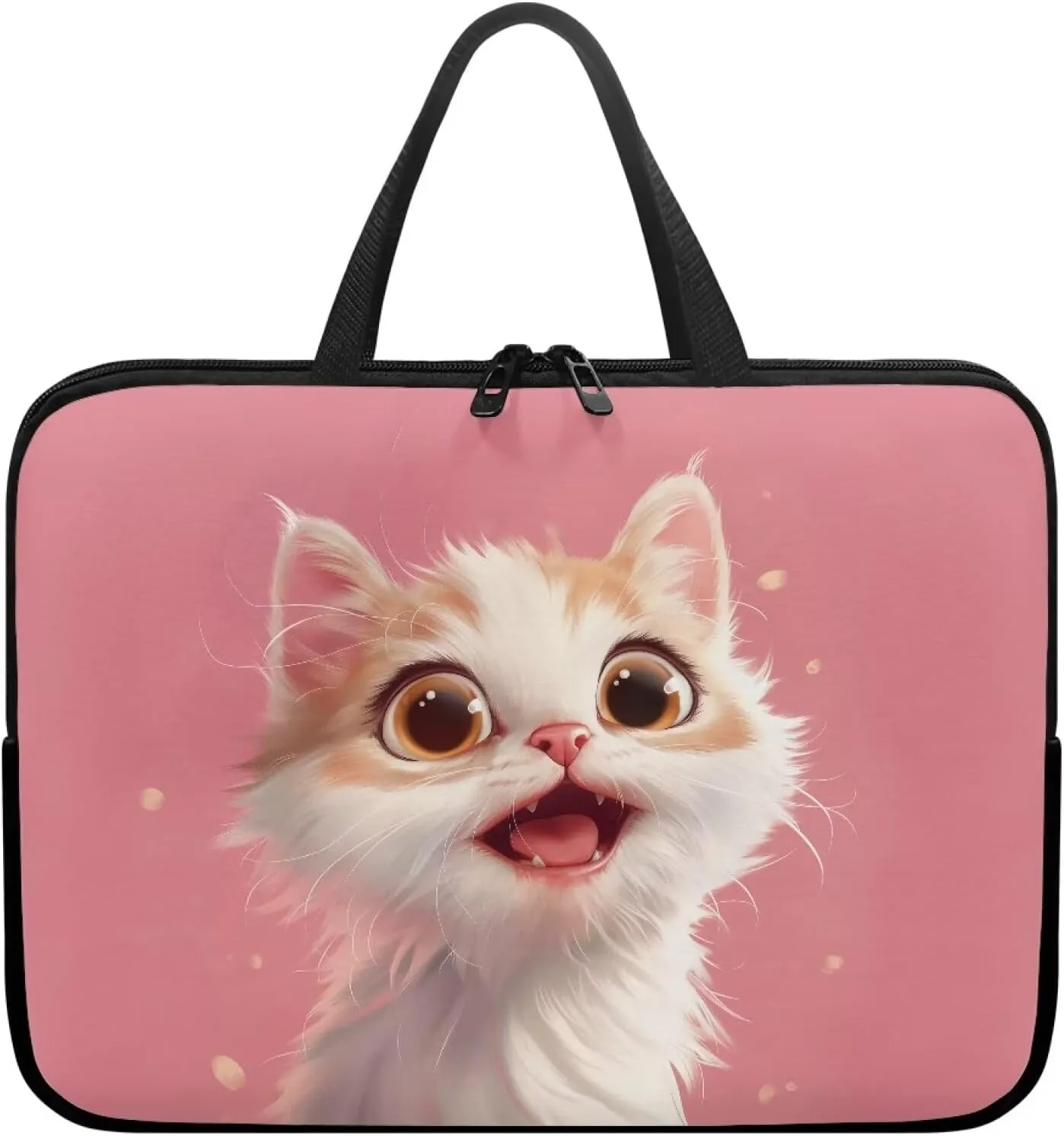 3D Cat 15 Inch Laptop Sleeve, Protective Computer Bag Case with Handle, Womens Laptop Tote Bag Briefcase, Water Resistant Portable Carrying Case Notebook Messenger Bag
