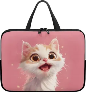 3D Cat 15 Inch Laptop Sleeve, Protective Computer Bag Case with Handle, Womens Laptop Tote Bag Briefcase, Water Resistant Portable Carrying Case Notebook Messenger Bag