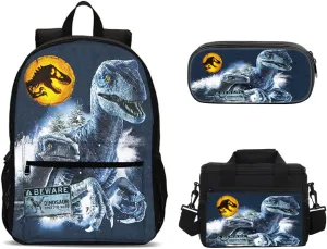 3Pcs Dinosaur Backpack with Lunch Box Shcool bag Bookbag for Kids Boys Fans Gifts (Color 7)