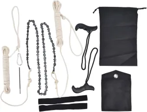 48 Inch High Reach Tree Hand Rope Chain Saw Cuts Branches Easily, Blades on Both Sides so No Matter How it Lands Comes with Ropes, Throwing Weight Pouch Bag