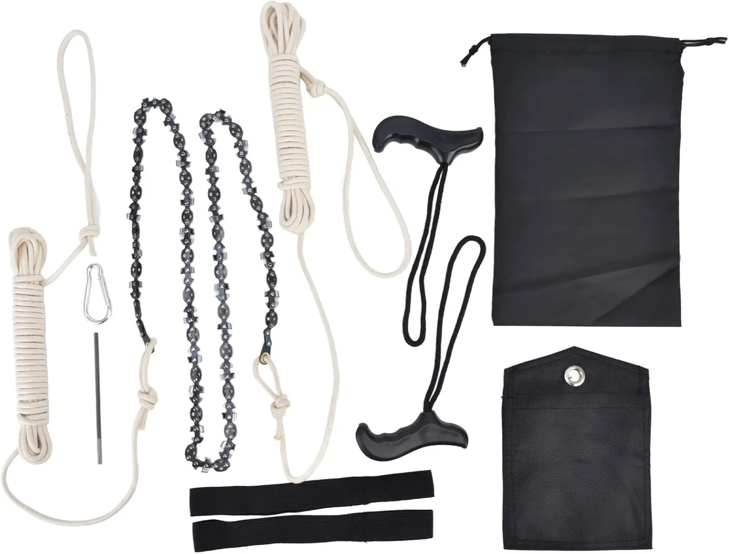 48 Inch High Reach Tree Hand Rope Chain Saw Cuts Branches Easily, Blades on Both Sides so No Matter How it Lands Comes with Ropes, Throwing Weight Pouch Bag