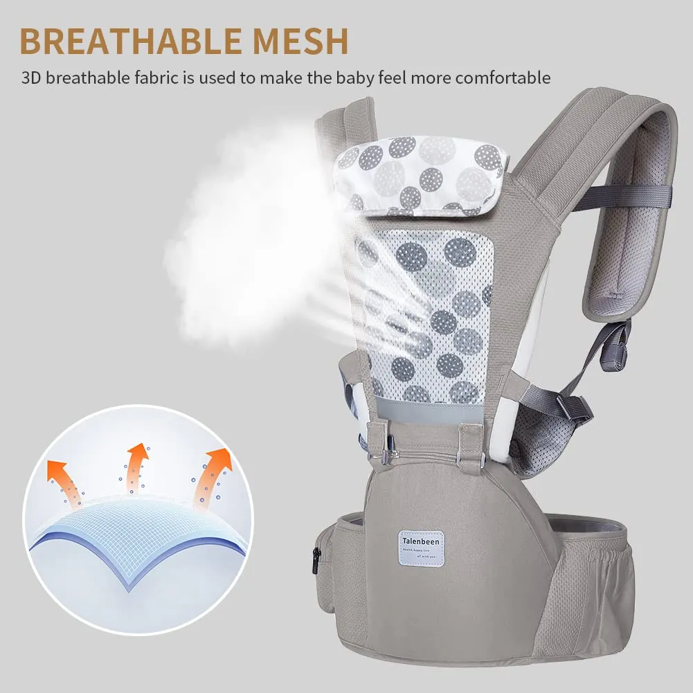 6-in-1 Baby Carrier - Newborn to Toddler, Hip Seat & Lumbar Support, 7-41 lbs, All Seasons & Positions, Adjustable Size for Shopping, Hiking, Travelling