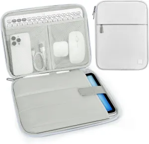 9-11 Inch Tablet Sleeve Padded Carrying Case for iPad 10th Gen 10.9", iPad (A16) 11", i Pad 9/8/7th Gen 10.2", i Pad Air/Pro 11", i-Pad Air 5/4 10.9, Galaxy Tab A9  Plus 11", Gray   White