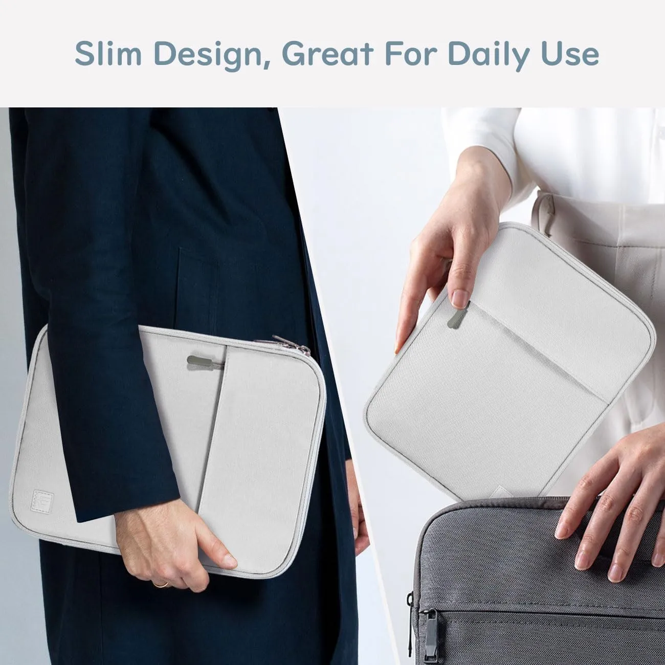9-11 Inch Tablet Sleeve Padded Carrying Case for iPad 10th Gen 10.9", iPad (A16) 11", i Pad 9/8/7th Gen 10.2", i Pad Air/Pro 11", i-Pad Air 5/4 10.9, Galaxy Tab A9  Plus 11", Gray   White