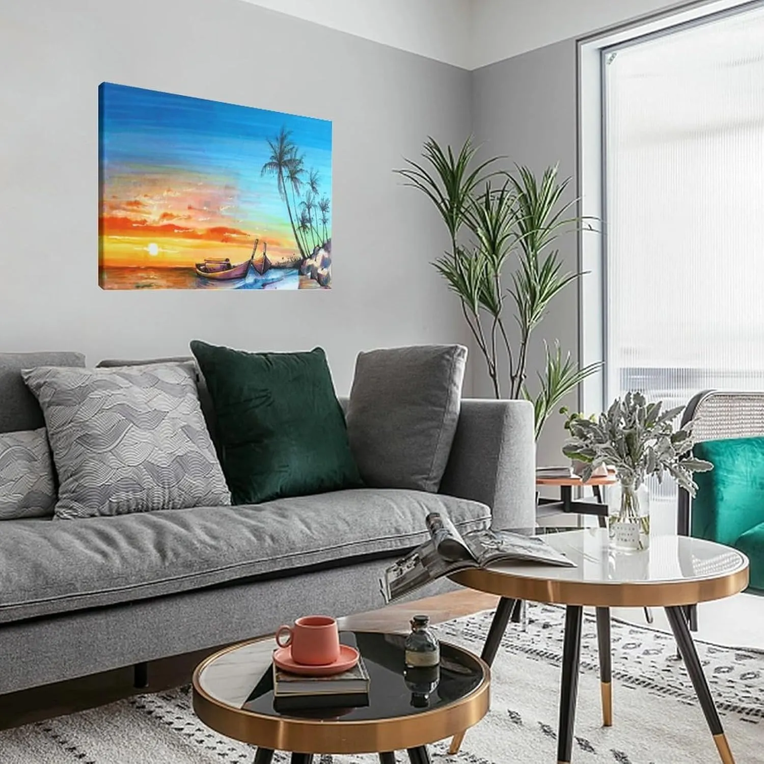 Ab Stract Coastal Canvas Poster Wall Art Decor Print Picture Paintings for Living Room Bedroom Decoration Frame-style 24x16inch(60x40cm)