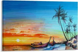 Ab Stract Coastal Canvas Poster Wall Art Decor Print Picture Paintings for Living Room Bedroom Decoration Frame-style 24x16inch(60x40cm)