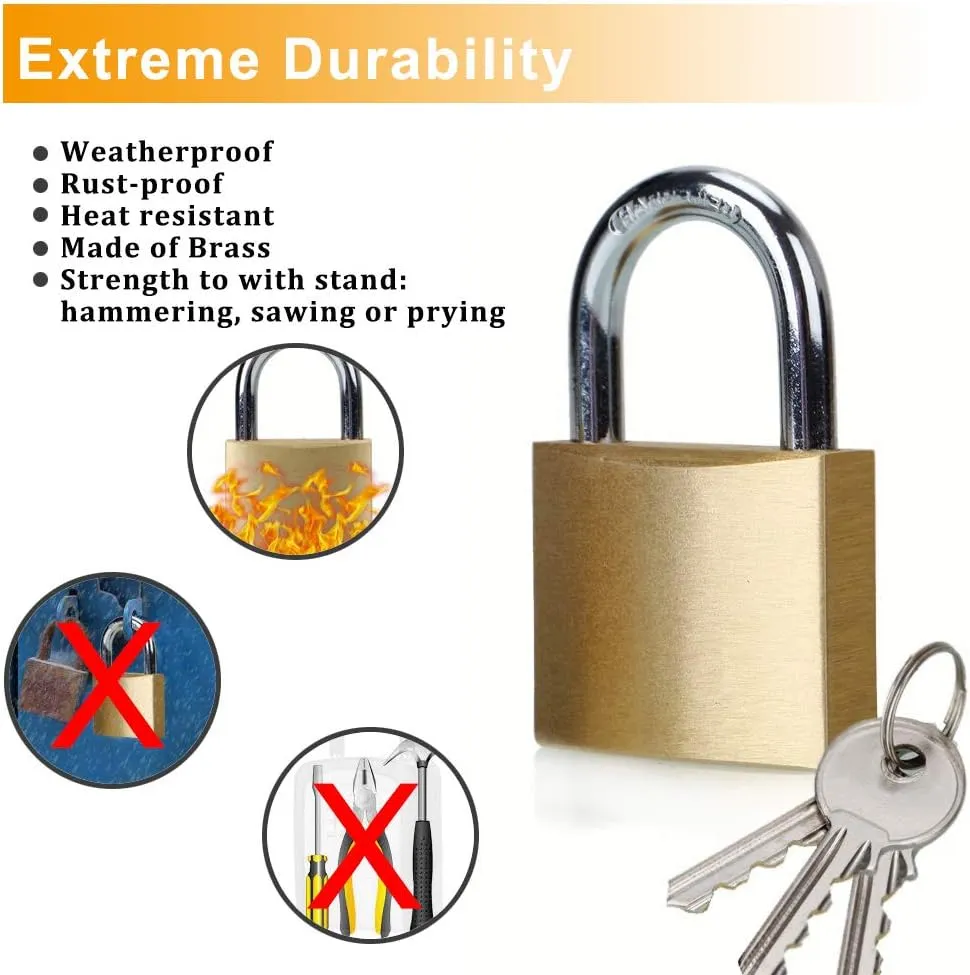 ABRAFOX Lock Solid Brass Keyed Different Padlock-（1-9/16 inch 40mm 2pack