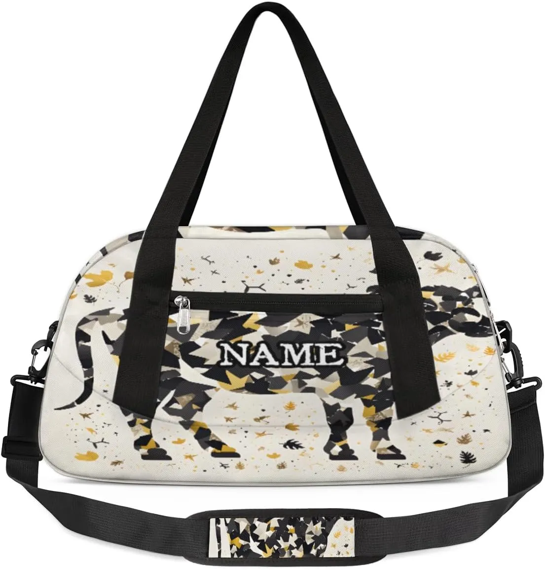 Abstract Cattle Leaf Print Personalized Kids Duffel Bag Custom Gym Sports Duffle Bag Teen Travel Gymnastic Weekender Overnighter Bag Carry on Toe Bag for Boys & Girls