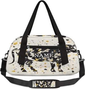 Abstract Cattle Leaf Print Personalized Kids Duffel Bag Custom Gym Sports Duffle Bag Teen Travel Gymnastic Weekender Overnighter Bag Carry on Toe Bag for Boys & Girls