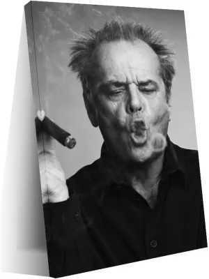 Actor Jack Nicholson Smoking A Cigar And Blowing Smoke Rings Black And White Art Deco Aesthetic Poster (1)Wall Poster Art Canvas Printing Living Room Office Bedroom Aesthetic Poster 12x18inch(30x45cm)