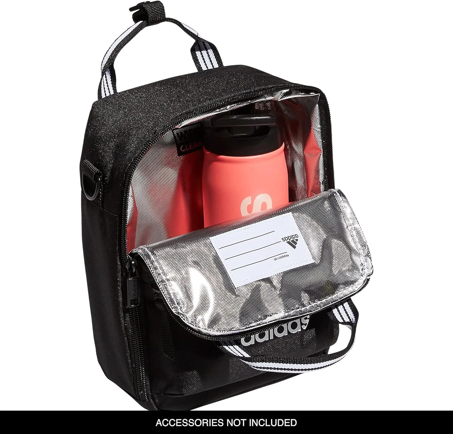 adidas Squad (7L) Food Container Carry Box Insulated Lunch Bag, Black/White, One Size