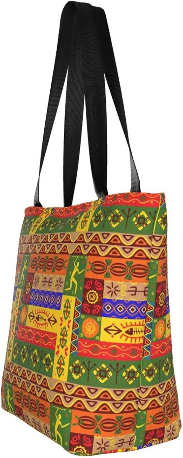 African National Patterns Print Shoulder Tote Bag Women'S Large Size Handbag Casual Tote Shopping Bag For Women