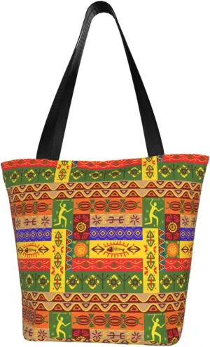 African National Patterns Print Shoulder Tote Bag Women'S Large Size Handbag Casual Tote Shopping Bag For Women