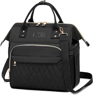 AIJIEKE Lunch Bag for Women, Large Lunch Box for Work Insulated Lunch Bag, Adult Leak Proof Lunch Tote Cooler Bag with Side Pockets & Adjustable Strap, Lunch Purse for Picnic Beach, Black