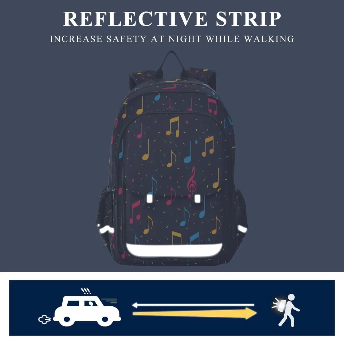ALAZA Music Note on Black Backpack College Middle High School Bag Laptop Bag Casual Dayback Travel Business 17 inch