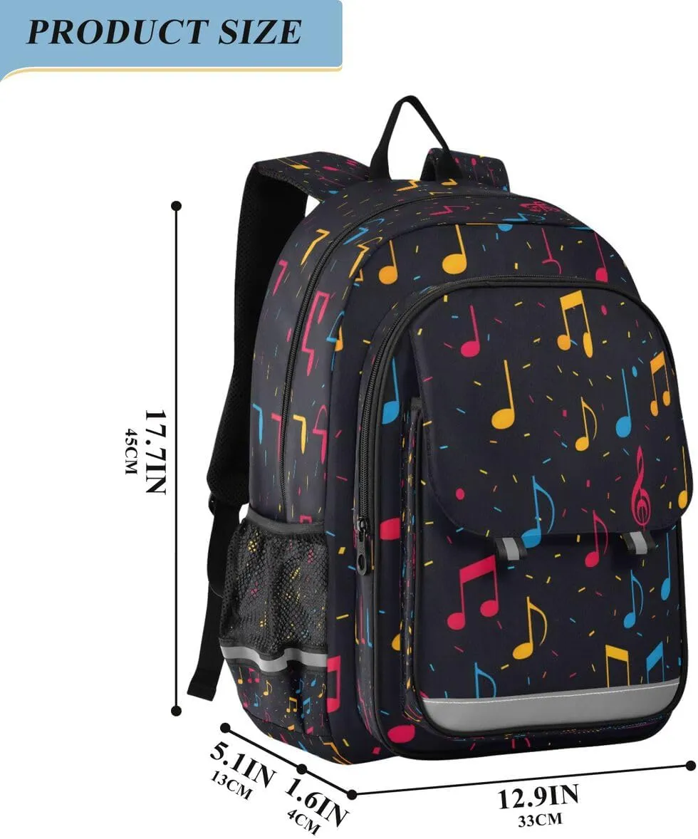 ALAZA Music Note on Black Backpack College Middle High School Bag Laptop Bag Casual Dayback Travel Business 17 inch