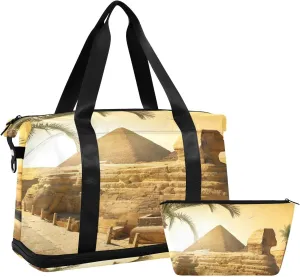 ALAZA Palms Yramid in Egyptian Travel Duffel Bag for Women Men Sports Gym Bag with Shoe Compartment Tote Weekender Overnight Bag with Wet Pocket for Travel, Gym,Yoga,Swimming