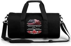 America Grown with Canadian Roots Gym Bag Lightweight Carry On Duffel Bag Athletic Sports Travel Bag Weekender Bag for Men Women