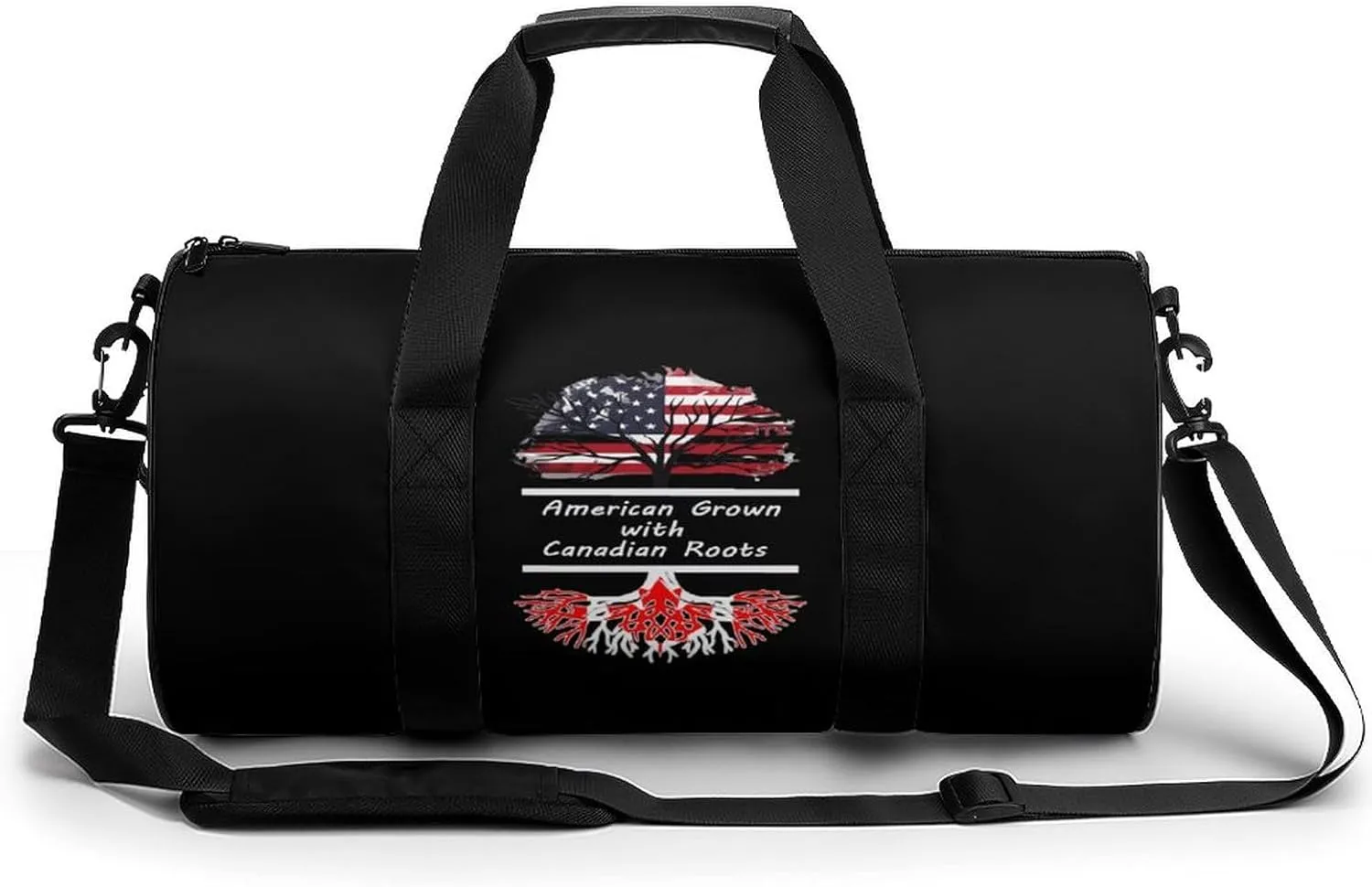 America Grown with Canadian Roots Gym Bag Lightweight Carry On Duffel Bag Athletic Sports Travel Bag Weekender Bag for Men Women