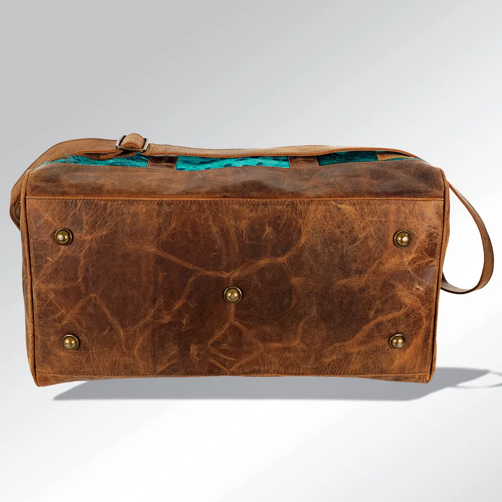 American Darling ADBGS174TRQ2 Duffel Hair On Genuine Leather Women Bag Western Handbag Purse
