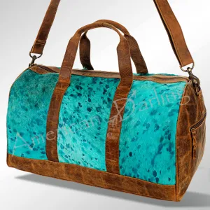 American Darling ADBGS174TRQ2 Duffel Hair On Genuine Leather Women Bag Western Handbag Purse