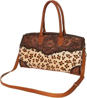 American Darling Duffel Hand Tooled Hair on Genuine Leather Western Women Bag | Handbag | Leather Duffle Bag | Weekend Bag | Travel Duffel Bags | Duffel Bag for Women | Leather Duffle Bag