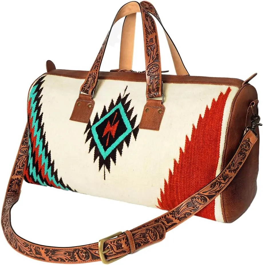 American Darling Duffel Saddle Blanket Genuine Leather Western Women Bag | Handbag | Leather Duffle Bag | Weekend Bag | Travel Duffel Bags | Duffel Bag for Women |