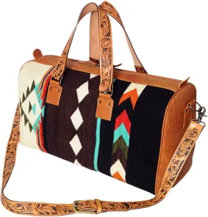American Darling Duffel Saddle Blanket Genuine Leather Western Women Bag | Handbag | Leather Duffle Bag | Weekend Bag | Travel Duffel Bags | Duffel Bag for Women |